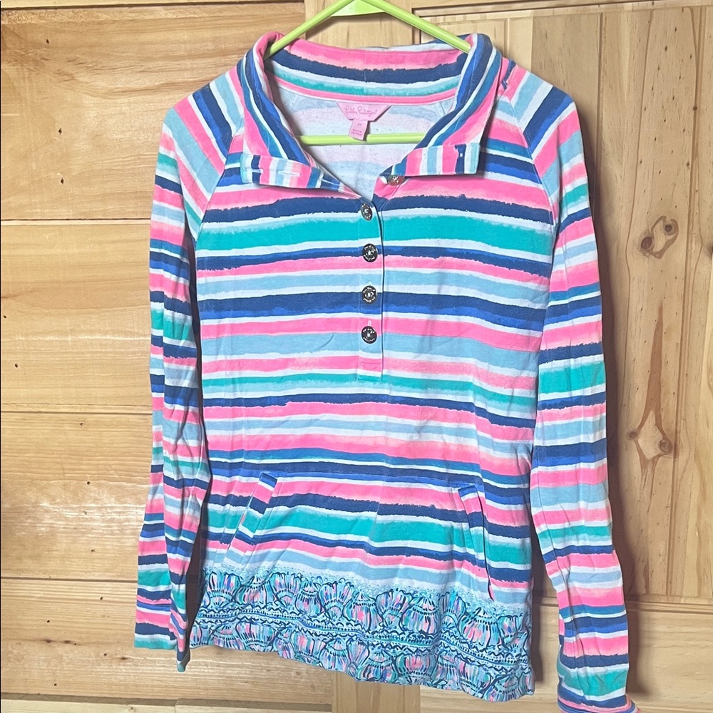 Lilly Pulitzer Colorful Striped Button Sweater